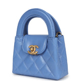 Chanel Nano Kelly Shopper Blue Shiny Aged Calfskin Brushed Gold Hardware