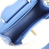 Chanel Nano Kelly Shopper Blue Shiny Aged Calfskin Brushed Gold Hardware