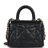 Chanel Nano Coco Top Handle Flap Bag Black Caviar Light Gold Hardware