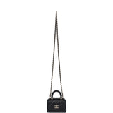 Chanel Nano Coco Top Handle Flap Bag Black Caviar Light Gold Hardware