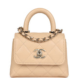 Chanel Nano Coco Top Handle Flap Bag Light Beige Caviar Light Gold Hardware