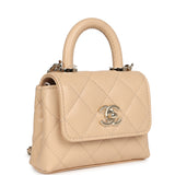 Chanel Nano Coco Top Handle Flap Bag Light Beige Caviar Light Gold Hardware