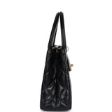 Chanel Small Kelly Shopper Black Shiny Aged Calfskin Brushed Gold Hardware