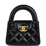 Chanel Nano Kelly Shopper Black Shiny Aged Calfskin Brushed Gold Hardware