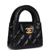 Chanel Nano Kelly Shopper Black Shiny Aged Calfskin Brushed Gold Hardware