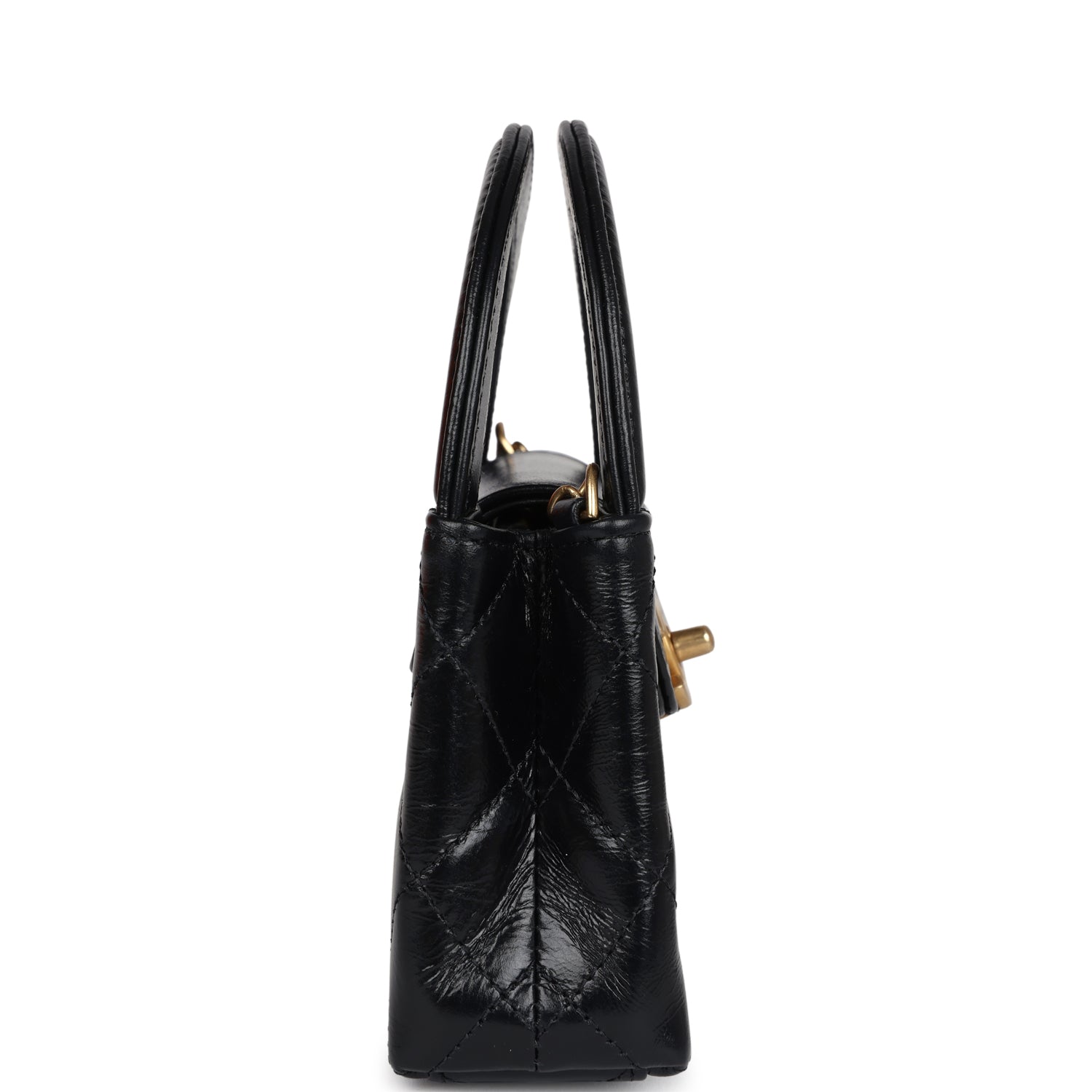 cc 24a nano 19cm kelly shopper bag metallic rose gold lambskin