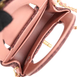 Chanel Nano Kelly Shopper Pink and Black Washed Denim Brushed Gold Hardware