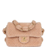 Chanel Small CC Flap Bag Light Pink Shearling Brushed Gold Hardware