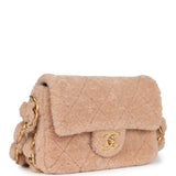 Chanel Small CC Flap Bag Light Pink Shearling Brushed Gold Hardware