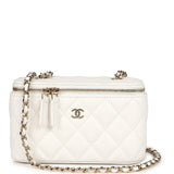 Chanel Small Vanity Case White Caviar Light Gold Hardware