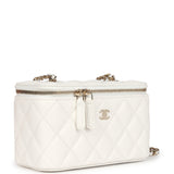 Chanel Small Vanity Case White Caviar Light Gold Hardware