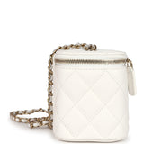 Chanel Small Vanity Case White Caviar Light Gold Hardware