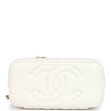 Chanel Small Vanity Case White Caviar Light Gold Hardware