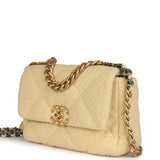 Chanel Medium 19 Flap Bag Light Yellow Wool Mixed Metal Hardware