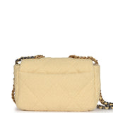 Chanel Medium 19 Flap Bag Light Yellow Wool Mixed Metal Hardware