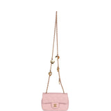 Pre-owned Chanel Mini Rectangular Flap Bag with Heart Chain Pink Lambskin Antique Gold Hardware