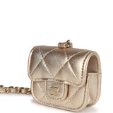 Chanel Round Clip-On Coin Purse and Airpod Pro Case Metallic Gold Goatskin Light Gold Hardware