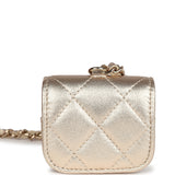 Chanel Round Clip-On Coin Purse and Airpod Pro Case Metallic Gold Goatskin Light Gold Hardware