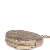 Chanel Round Clip-On Coin Purse and Airpod Pro Case Metallic Gold Goatskin Light Gold Hardware