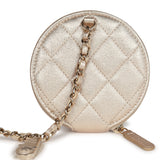 Chanel Round Clip-On Coin Purse and Airpod Pro Case Metallic Gold Goatskin Light Gold Hardware