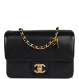 Chanel Mini Flap Bag Black Shiny Caviar Brushed Gold Hardware