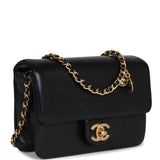 Chanel Mini Flap Bag Black Shiny Caviar Brushed Gold Hardware