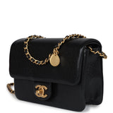 Chanel Mini Flap Bag Black Shiny Caviar Brushed Gold Hardware