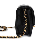 Chanel Mini Flap Bag Black Shiny Caviar Brushed Gold Hardware