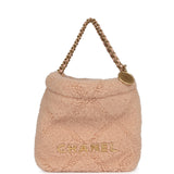 Chanel Mini 22 Bag Light Pink Shearling Gold Hardware