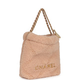 Chanel Mini 22 Bag Light Pink Shearling Gold Hardware