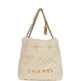 Chanel Mini 22 Bag Ecru Shearling Gold Hardware