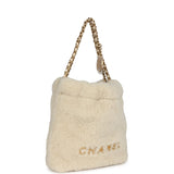 Chanel Mini 22 Bag Ecru Shearling Gold Hardware