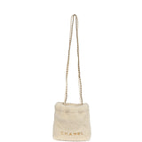 Chanel Mini 22 Bag Ecru Shearling Gold Hardware