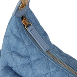 Chanel Large Cargo Hobo Bag Light Blue Washed Denim Brushed Gold Hardware