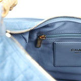 Chanel Large Cargo Hobo Bag Light Blue Washed Denim Brushed Gold Hardware