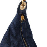 Chanel Maxi Cargo Hobo Bag Dark Blue Washed Denim Brushed Gold Hardware