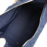 Chanel Maxi Cargo Hobo Bag Dark Blue Washed Denim Brushed Gold Hardware