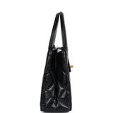 Chanel Small Kelly Shopper Black Shiny Aged Calfskin Brushed Gold Hardware