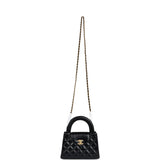 Chanel Small Kelly Shopper Black Shiny Aged Calfskin Brushed Gold Hardware
