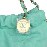 Chanel Small 22 Bag Light Green Washed Denim Gold Hardware