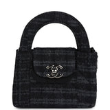 Chanel Nano Kelly Shopper Black and Grey Printed Denim Ruthenium Hardware