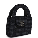 Chanel Nano Kelly Shopper Black and Grey Printed Denim Ruthenium Hardware