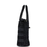 Chanel Nano Kelly Shopper Black and Grey Printed Denim Ruthenium Hardware