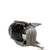 Pre-owned Chanel Limited Edition Rocket Ship Minaudière Bag Black Lucite and Crystals Silver Hardware