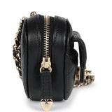 Chanel CC In Love Heart Necklace Bag Black Lambskin Light Gold Hardware