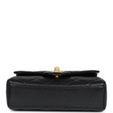 Chanel Mini Top Handle Flap Bag Black Grained Calfskin Brushed Gold Hardware