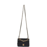 Chanel Mini Top Handle Flap Bag Black Grained Calfskin Brushed Gold Hardware