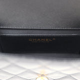 Chanel Mini Top Handle Flap Bag Black Grained Calfskin Brushed Gold Hardware