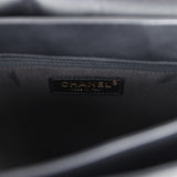 Pre-owned Chanel Flap Bag Black Calfskin Light Gold Hardware