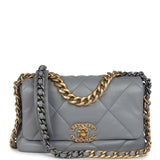 Chanel Medium 19 Flap Bag Grey Lambskin Mixed Metal Hardware